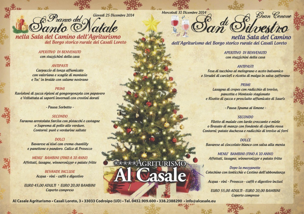 Menu natale Capodanno Casale 2014