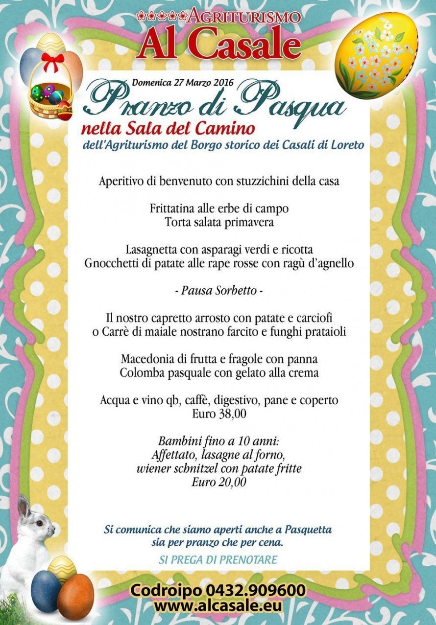 menu pasqua codroipo agriturismo 890x1277 Pranzo di pasqua agriturismo Al Casale Codroipo