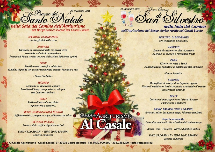 Menu natale Capodanno Casale 2016 890x629 Pranzo di Natale 2016 e cenone di Capodanno in agriturismo a Codroipo