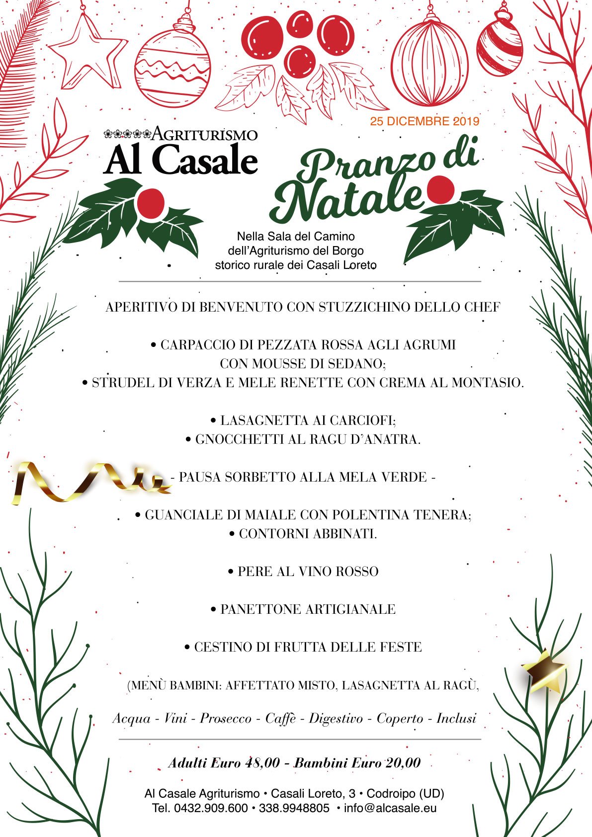 Foto Menu Di Natale.Menu Pranzo Di Natale 2019 Agriturismo Al Casale Codroipo