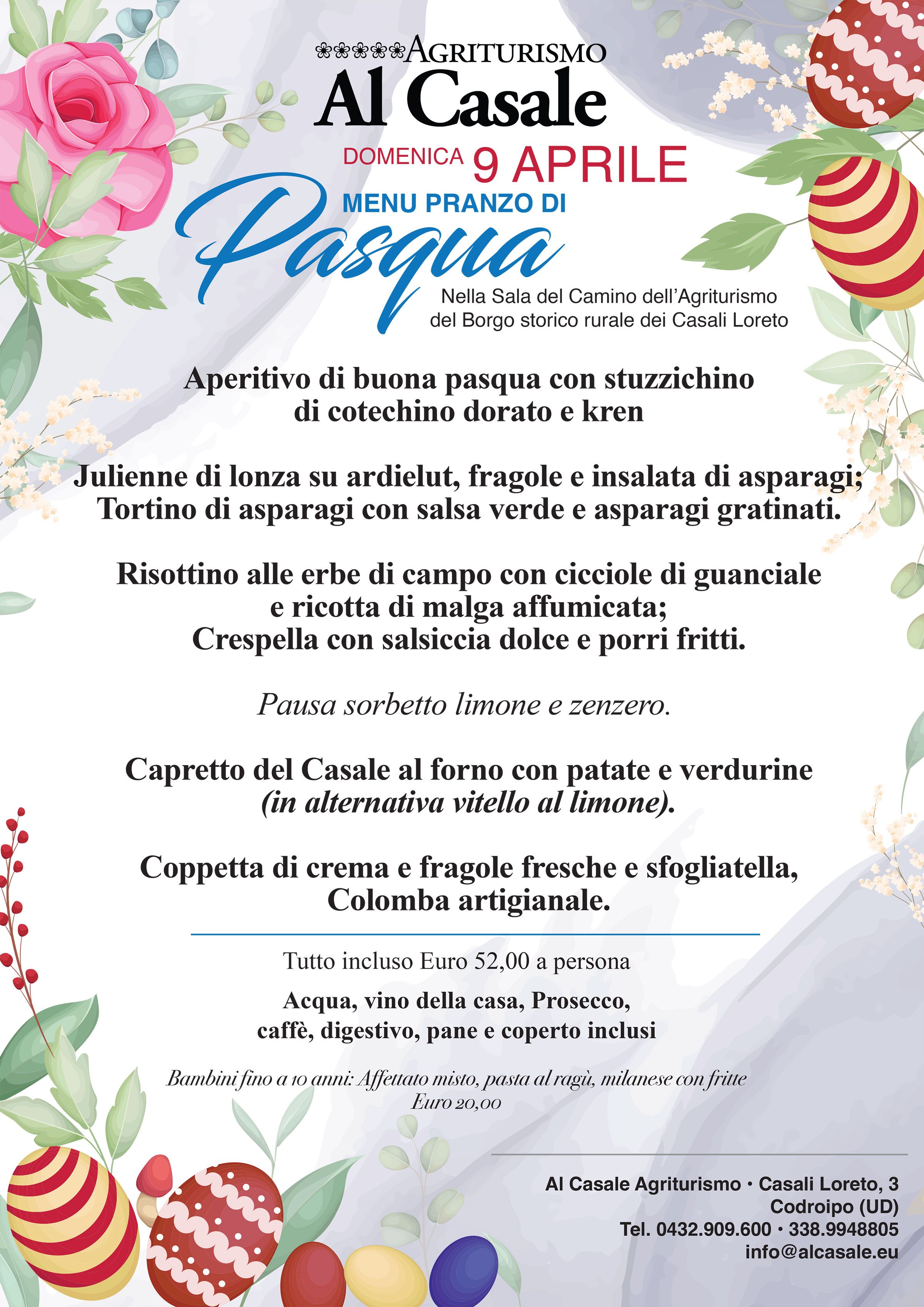 Menu Pasqua Casale 2023 scaled Menù Pranzo di Pasqua 2023  allAgriturismo Al Casale Codroipo