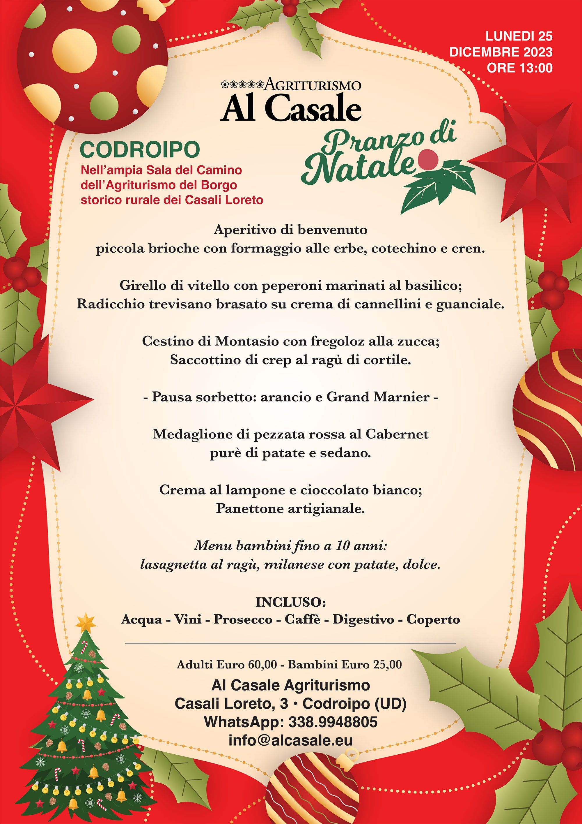 Menu Natale Casale 2023 scaled Menù Pranzo di Natale 2023   Agriturismo Al Casale Codroipo